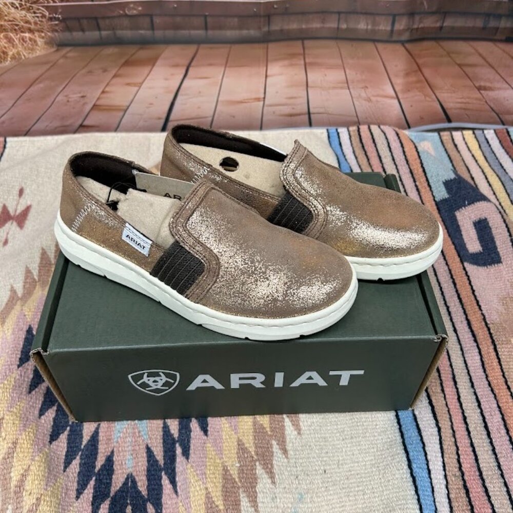 Women's Ariat Copper Metallic Ryder Slip On Shoes Size Six - Picture 2 of 3